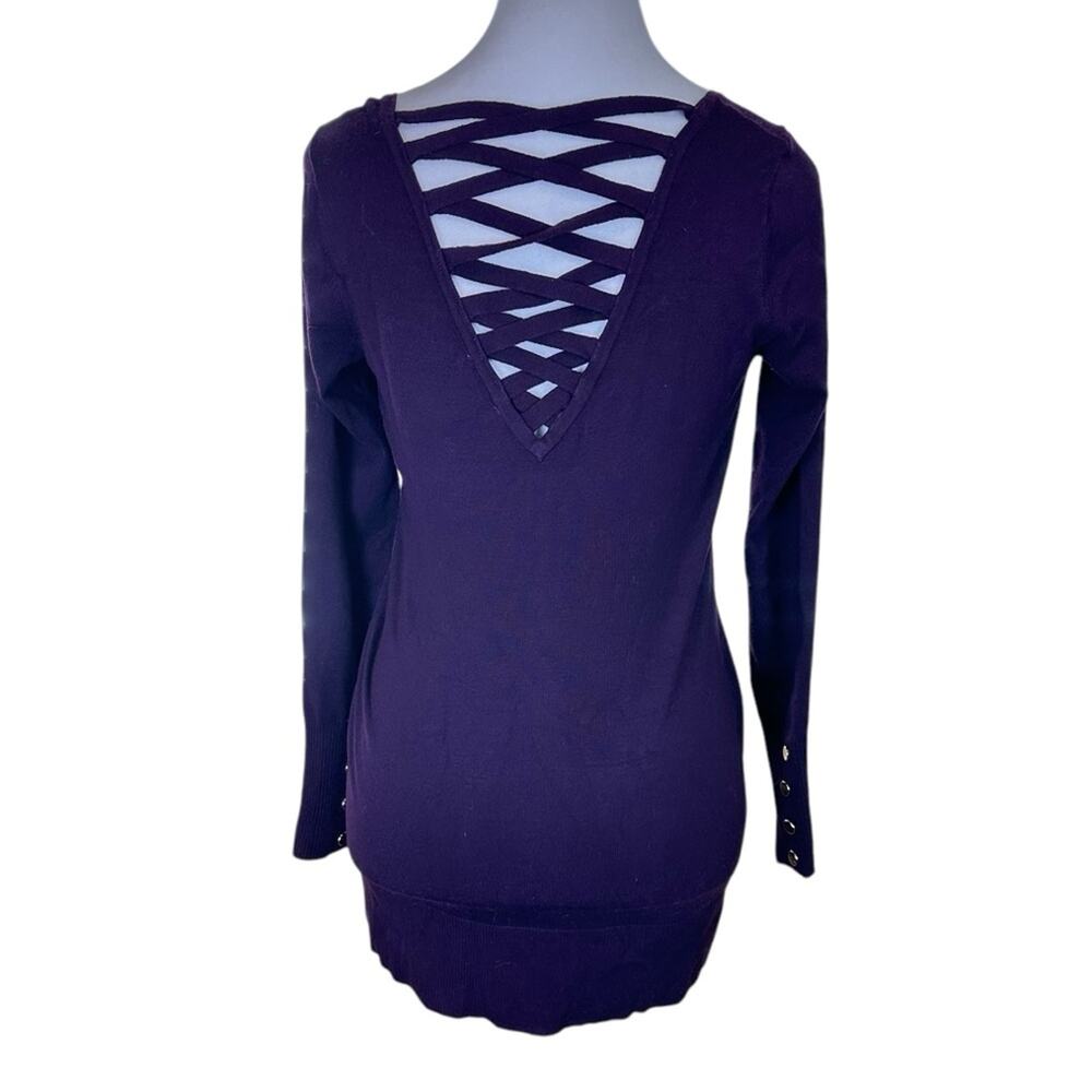 Cache Cross Back Sweater Burgundy Size Small - image 5